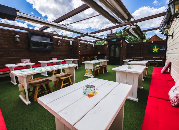 The Cock Tavern Swords beer garden wide
